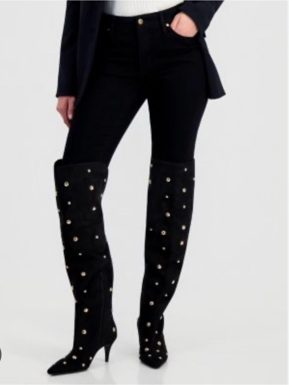 I.N.C. International Concepts Dalett Stud Over-the-Knee Boots in Black - NWT